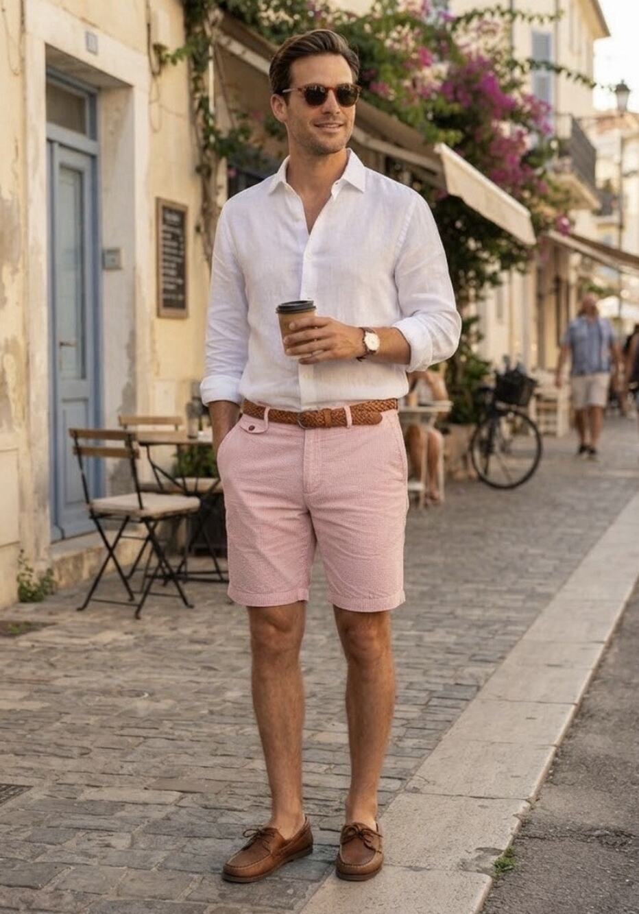 Tommy Bahama Men's 32 Red Salmon Striped Linen Blend Flat Front Shorts